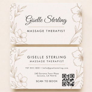 Massage-Therapeut Blumen QR-Code Professional Visitenkarte