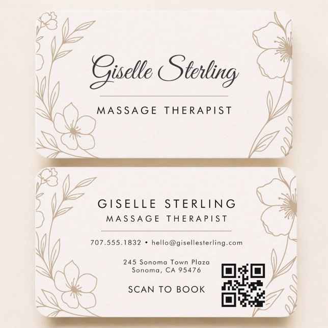 Massage-Therapeut Blumen QR-Code Professional Visitenkarte (Von Creator hochgeladen)