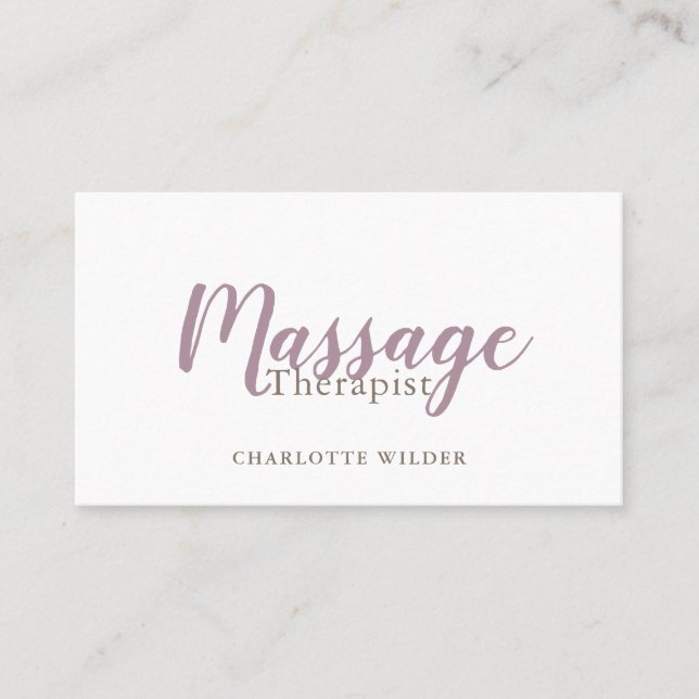 Massage Therapeut Blush Pink Script Visitenkarte (Vorderseite)