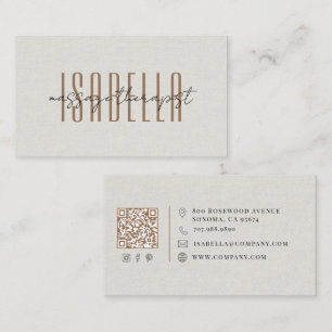 Massage-Therapeut Faux-Leinen-Schrift Visitenkarte