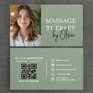 Massage-Therapeut Foto Luxus-Sagegrün Visitenkarte