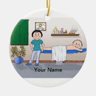 Massage-Therapeut - Frau, männlicher Kunde Keramikornament