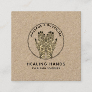 Massage Therapeut Körperarbeit Mehndi Henna Kraft Quadratische Visitenkarte