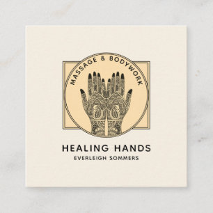 Massage Therapeut Körperarbeit Mehndi Henna Platz  Quadratische Visitenkarte