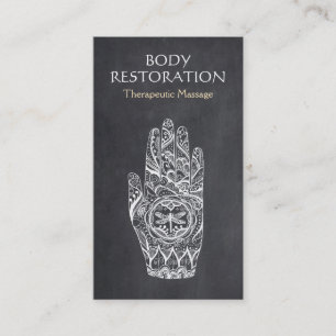 Massage Therapeut Logo Henna Dragonfly Tattoo Hand Visitenkarte