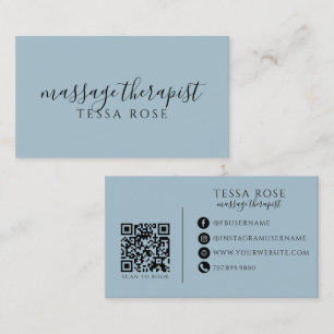 Massage-Therapeut QR Blau Visitenkarte