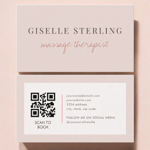 Massage-Therapeut QR-Code Blush-Pink  Visitenkarte