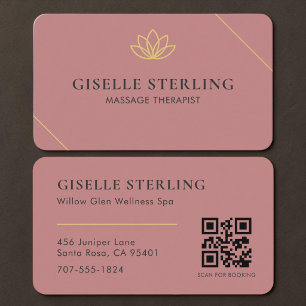 Massage-Therapeut QR-Code in Rosa Visitenkarte
