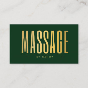 Massage-Therapeut QR-Code-Logo Grün & Gold Visitenkarte