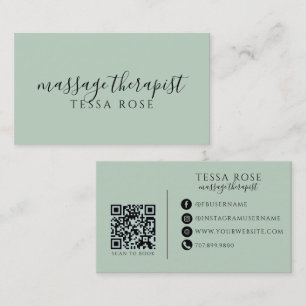 Massage-Therapeut QR-Code Sage Grün Visitenkarte
