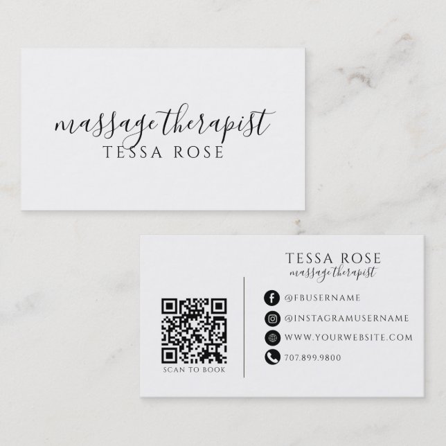 Massage-Therapeut QR-Code  Visitenkarte (Vorne/Hinten)