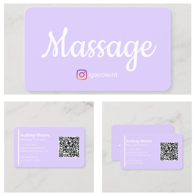Massage-Therapeut Wellness-Vorlagen QR-Code Visitenkarte (Massage Therapist Wellness Templates QR Code Business Card
)