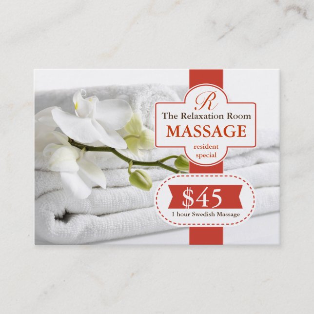 Massage-Therapie-Beleg Rabattkarte (Vorderseite)