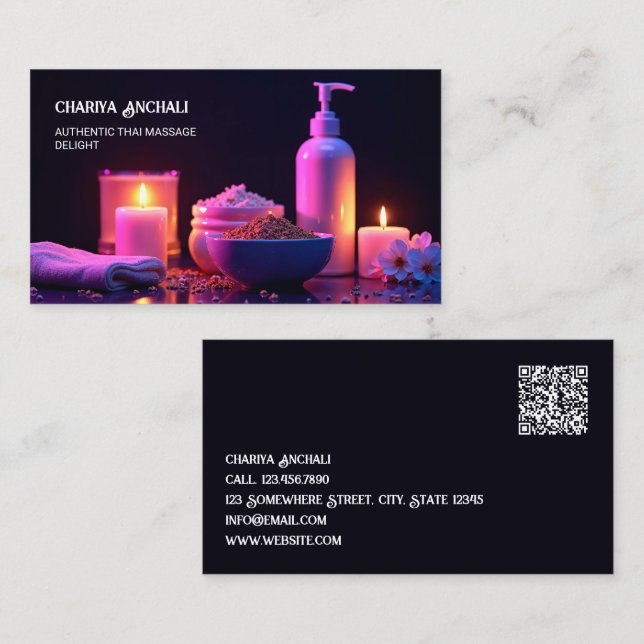 Massage Therapie Custom QR Visitenkarte (Vorne/Hinten)