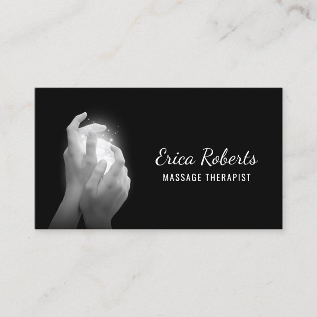 Massage-Therapie-heilende Handschwarze Verabredung Terminkarte (Vorderseite)