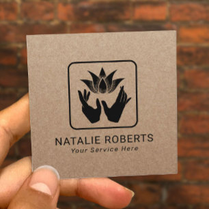 Massage Therapie Lotus Heilhandschuhe Vintage Kraf Quadratische Visitenkarte