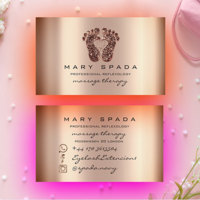 Massage Therapie Reflexologie Fütterung Instagra H Visitenkarte (Massage Therapy Reflexology Feet Instagra Skin Log Business Card)