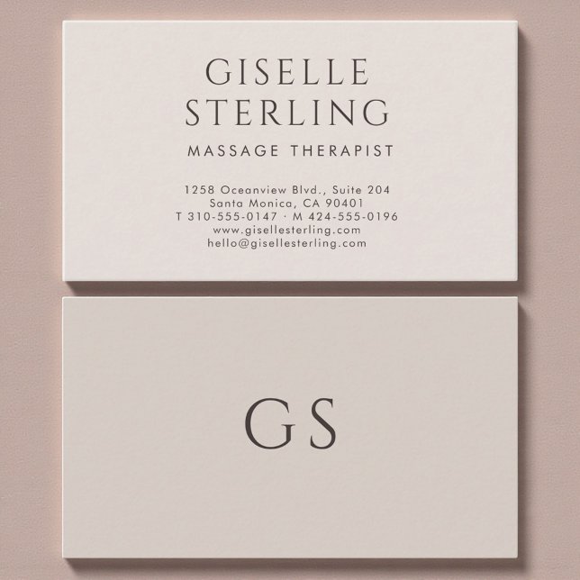 Massage Therapist Minimalist Luxury Neutral Modern Visitenkarte (Von Creator hochgeladen)