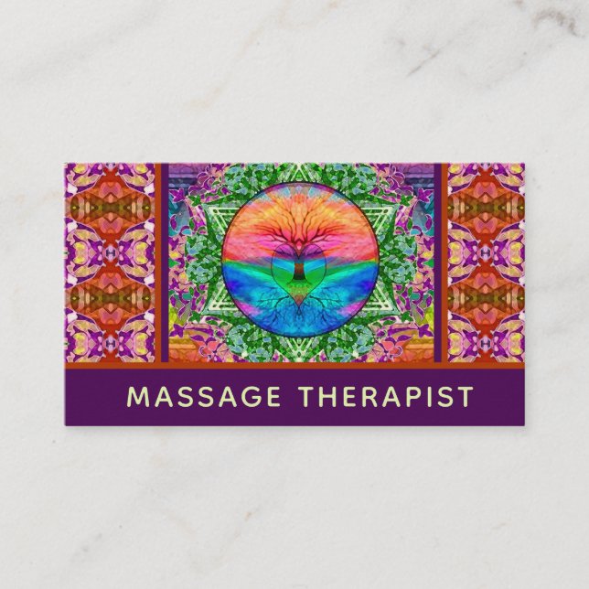 Massage Therapist Tree of Life Business Card Visitenkarte (Vorderseite)