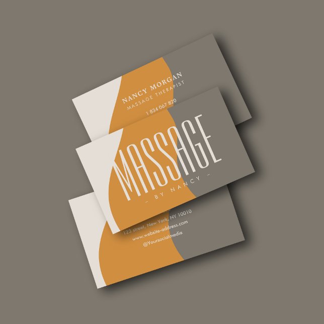 Massage Therapy Earth Tones Rustikale Visitenkarte (Von Creator hochgeladen)