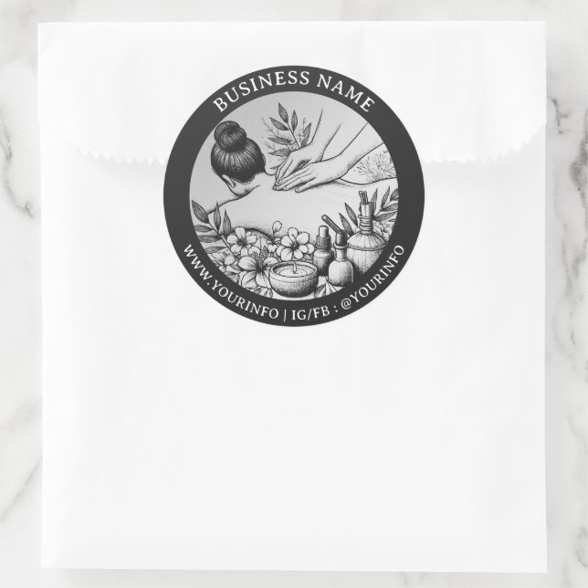 Massage Therapy Healing Hands Energie Wellness-Cen Runder Aufkleber (Tasche)
