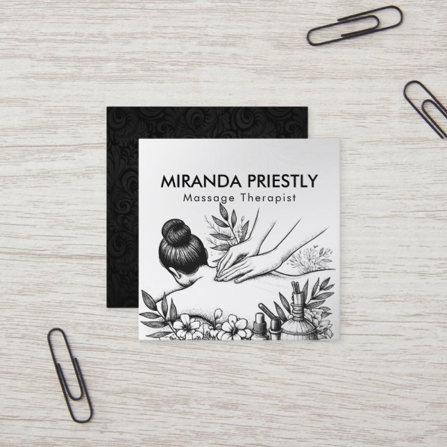 Massage Therapy Heilung Hände Energie Wellness-Cen Quadratische Visitenkarte (Vorderseite/Rückseite Beispiel)