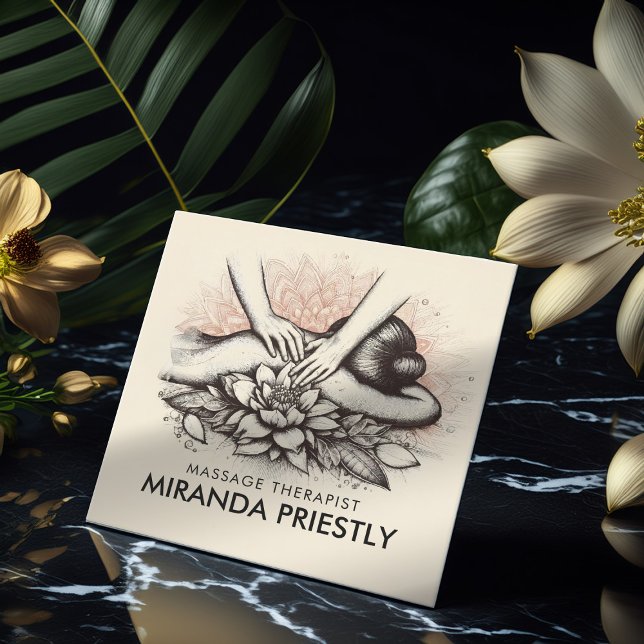 Massage Therapy Heilung Hände Energie Wellness-Cen Quadratische Visitenkarte (Von Creator hochgeladen)