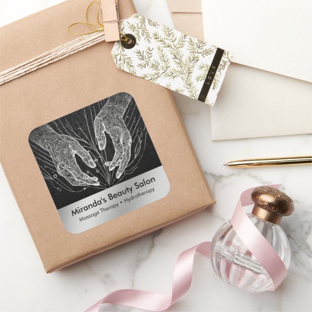 Massage Therapy Heilung Hände Energie Wellness-Cen Quadratischer Aufkleber (Schenken)