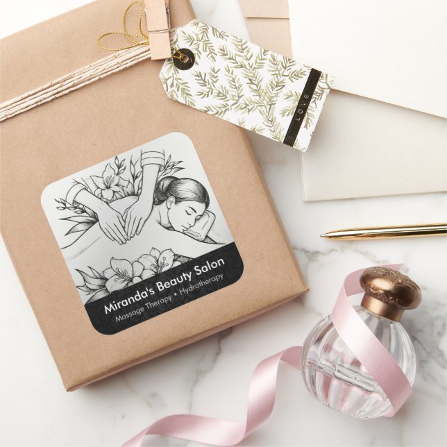 Massage Therapy Heilung Hände Energie Wellness-Cen Quadratischer Aufkleber (Schenken)