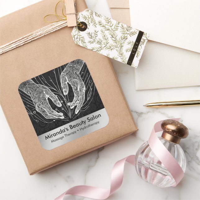 Massage Therapy Heilung Hände Energie Wellness-Cen Quadratischer Aufkleber (Schenken)