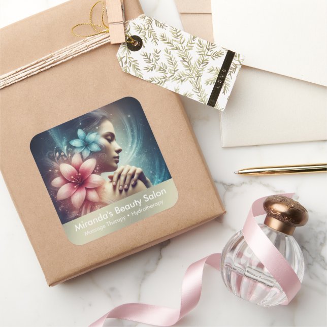 Massage Therapy Heilung Hände Energie Wellness-Cen Quadratischer Aufkleber (Schenken)