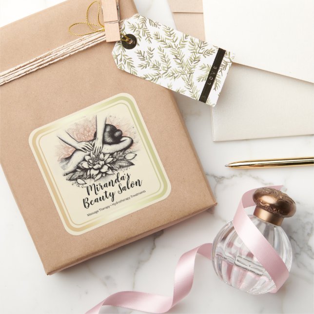 Massage Therapy Heilung Hände Energie Wellness-Cen Quadratischer Aufkleber (Schenken)