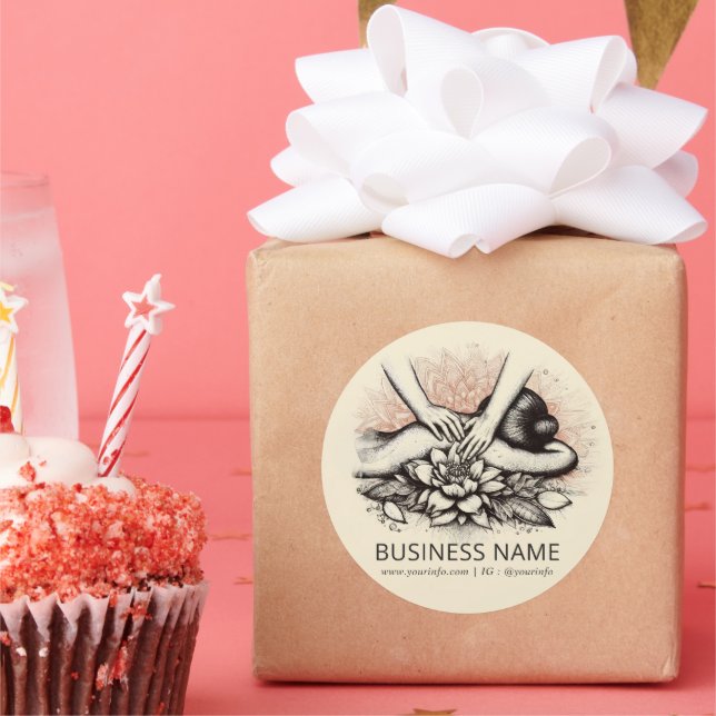 Massage Therapy Heilung Hände Energie Wellness-Cen Runder Aufkleber (Party)