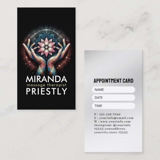 Massage Therapy Heilung Hände Energie Wellness-Cen Terminkarte (Vorne/Hinten)