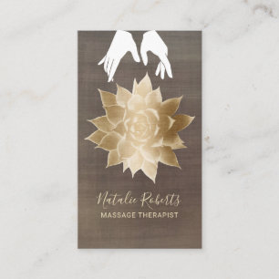 Massage Therapy Vintag Healing Hands Gold Blume Visitenkarte