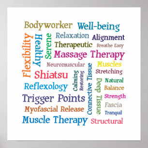 Massage Therapy Word Collage Cloud Poster