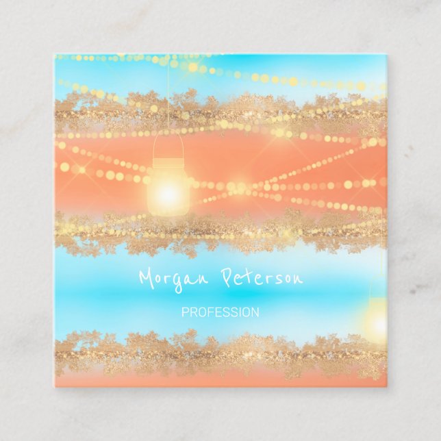 Massage Wellness-Center Wellness Blue Gold Lights  Terminkarte (Vorderseite)