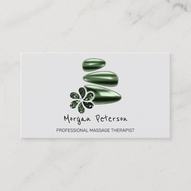 Massage Wellness-Center Wellness Green Logo Grau Terminkarte (Vorderseite)