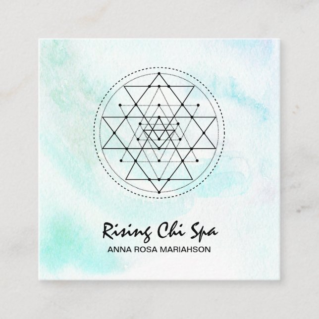 *~ Massagepastel Yoga Sacred Geometry Reiki Quadratische Visitenkarte (Vorderseite)