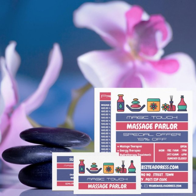 Massagesymbole, Massagetherapie, Massageraum Flyer (Von Creator hochgeladen)