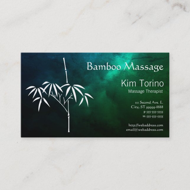 Massagetherapeut Bamboo Dunkle Wolken Termin Visitenkarte (Vorderseite)
