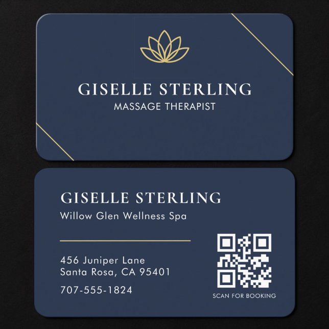 Massagetherapeut Blau QR Code Visitenkarte (Von Creator hochgeladen)