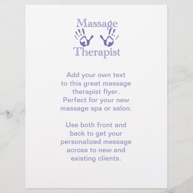 Massagetherapeut: Blauer Handdruck Flyer (Vorne)