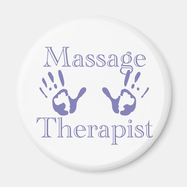 Massagetherapeut: Blauer Handdruck Magnet (Vorne)