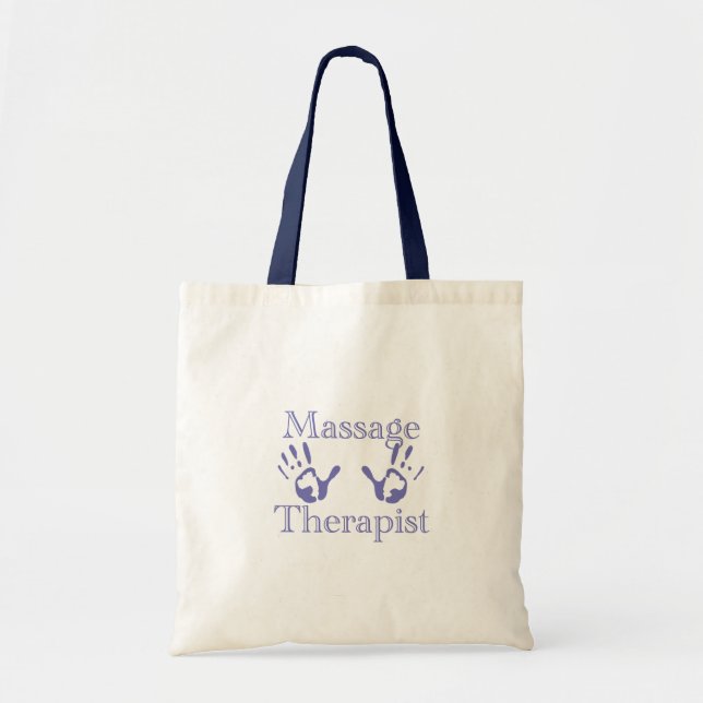 Massagetherapeut: Blauer Handdruck Tragetasche (Vorne)