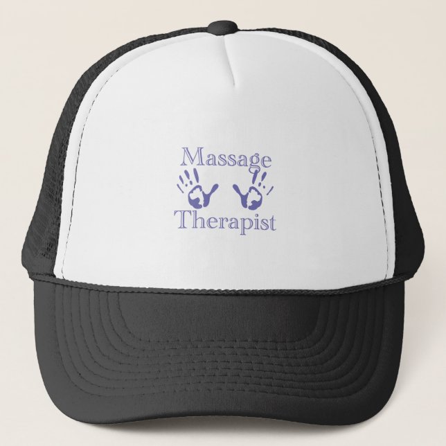 Massagetherapeut: Blauer Handdruck Truckerkappe (Vorderseite)