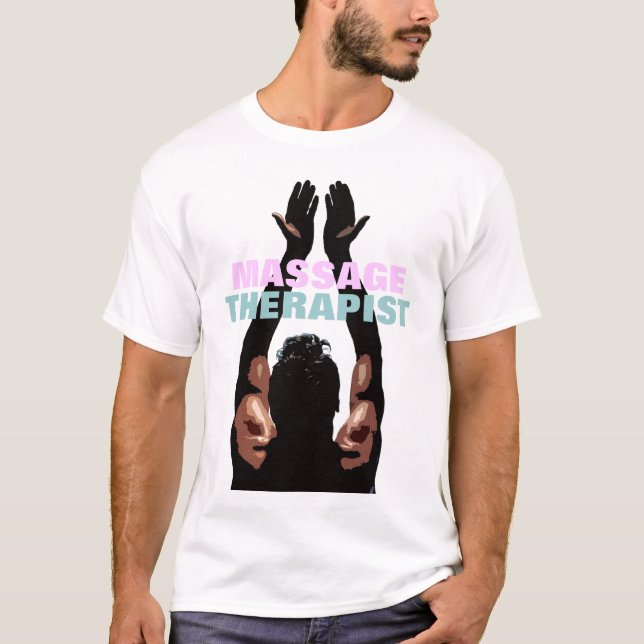 Massagetherapeut, der oben erreicht T-Shirt (Vorderseite)