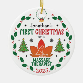 Massagetherapeut Erste Weihnacht Personalisiert Keramik Ornament
