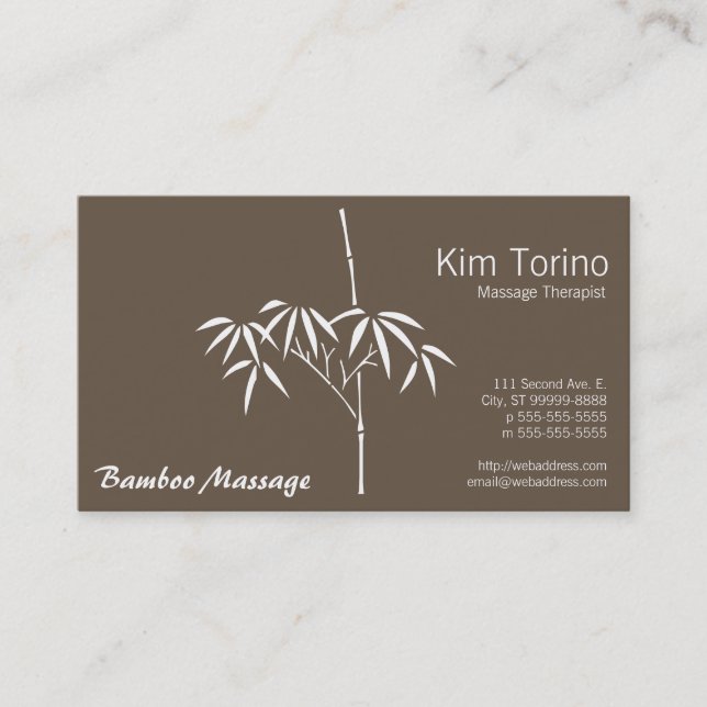 Massagetherapeut Garten Bamboo Visitenkarte (Vorderseite)