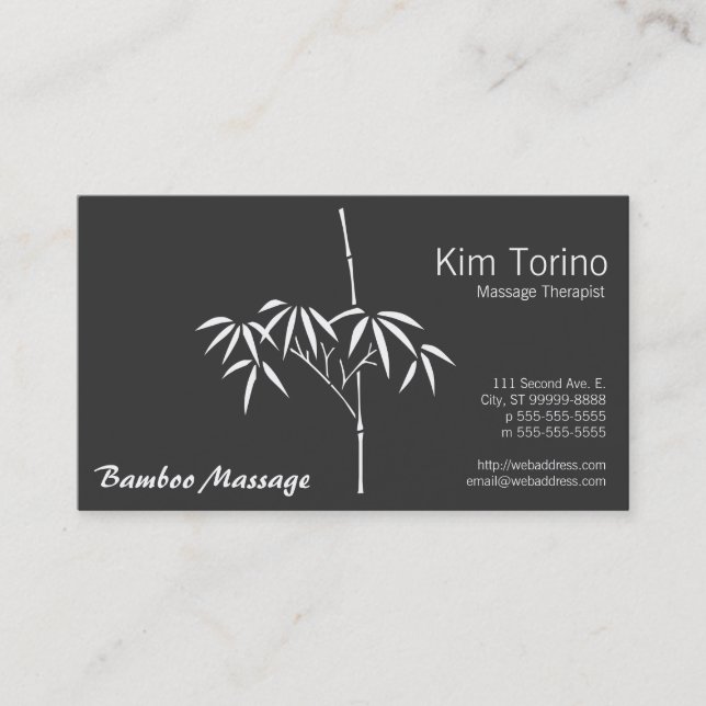 Massagetherapeut Garten Bamboo Visitenkarte (Vorderseite)